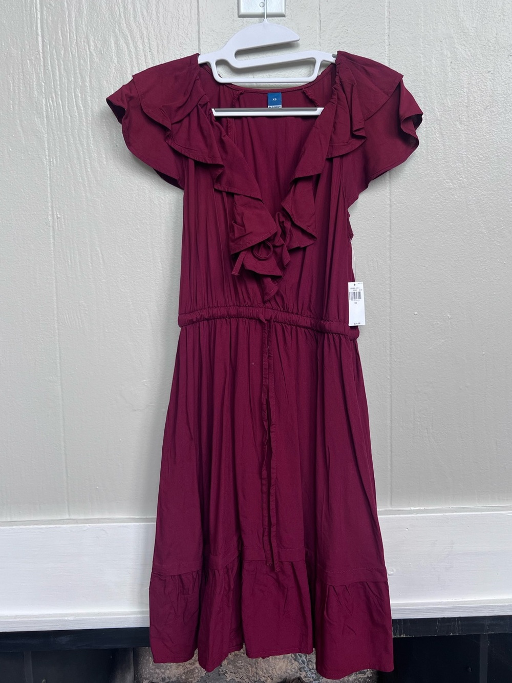 Old Navy Waist-Defined Ruffle-Trim Mini Dress